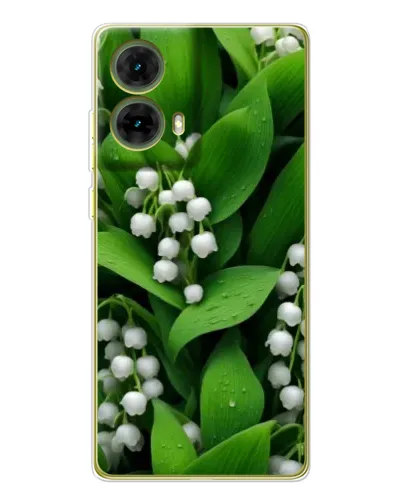 Чехол для Motorola MOTO G85 с картинкой «Ландыши в зелени»