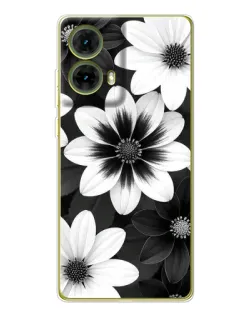 Чехол для Motorola MOTO G85 с картинкой «Монохромные астры»