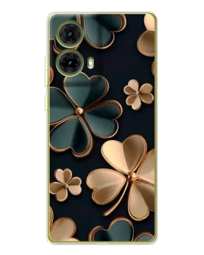 Чехол для Motorola MOTO G85 с картинкой «Клевер в золоте»