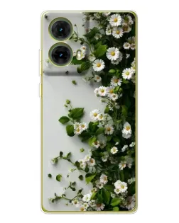 Чехол для Motorola MOTO G85 с картинкой «Ветка мелких белых цветов»