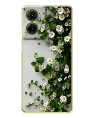 Чехол для Motorola MOTO G85 с картинкой «Ветка мелких белых цветов»