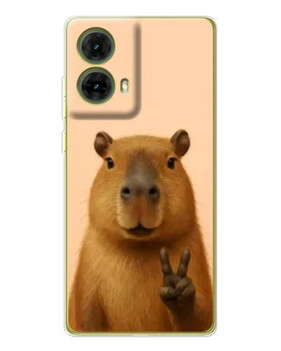 Чехол для Motorola MOTO G85 с картинкой «Капибара виктория»