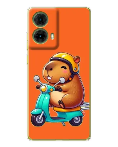 Чехол для Motorola MOTO G85 с картинкой «Капибара на скутере»