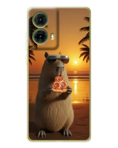 Чехол для Motorola MOTO G85 с картинкой «Капибара с пиццей»