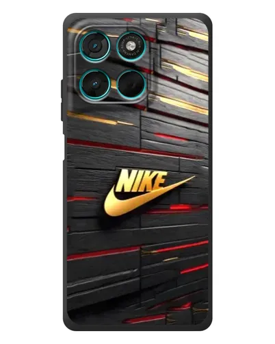 Чехол для Motorola MOTO G86 Power с картинкой «Золотой Nike на металле»