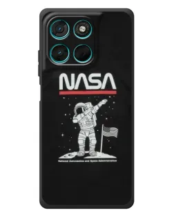 Чехол для Motorola MOTO G86 Power с картинкой «NASA — шагаем по Луне»