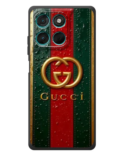Чехол для Motorola MOTO G86 Power с картинкой «Gucci — фирменная полоса и золото» Чехол для Motorola MOTO G86 Power с картинкой «Gucci — фирменная полоса и золото»