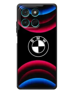 Чехол для Motorola MOTO G86 Power с картинкой «Логотип BMW и неоновые дуги»