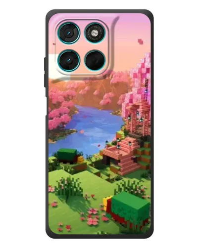 Чехол для Motorola MOTO G86 Power с картинкой «Розовое дерево Minecraft»
