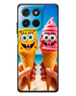 Чехол для Motorola MOTO G86 Power с картинкой «Спанч Боб мороженое»