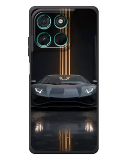 Чехол для Motorola MOTO G86 Power с картинкой «Lamborghini золотые линии»
