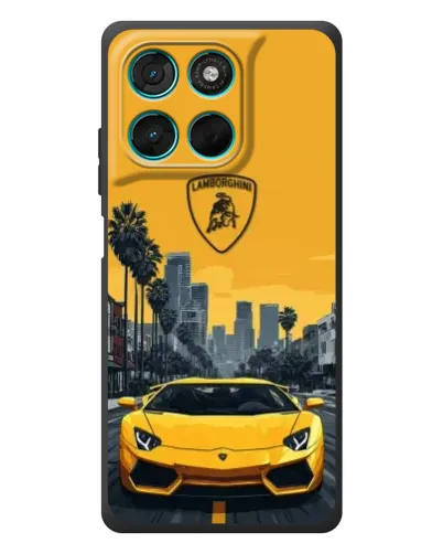 Чехол для Motorola MOTO G86 Power с картинкой «Желтый Lamborghini город» Чехол для Motorola MOTO G86 Power с картинкой «Желтый Lamborghini город»