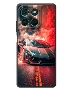 Чехол для Motorola MOTO G86 Power с картинкой «Lamborghini красный дым»