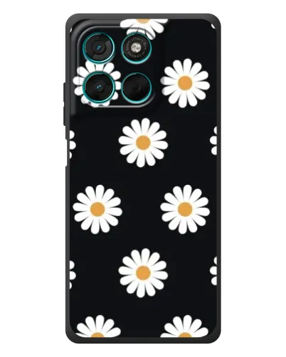 Чехол для Motorola MOTO G86 Power с картинкой «Ромашки на черном» Чехол для Motorola MOTO G86 Power с картинкой «Ромашки на черном»