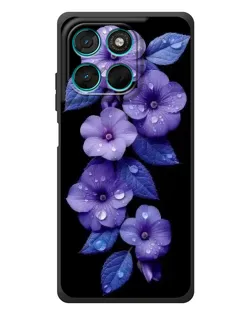 Чехол для Motorola MOTO G86 Power с картинкой «Фиолетовые цветы с росою»