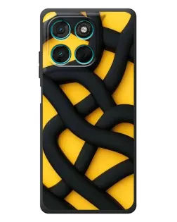 Чехол для Motorola MOTO G86 Power с картинкой «Черное желтое переплетение»