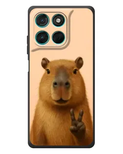 Чехол для Motorola MOTO G86 Power с картинкой «Капибара виктория»