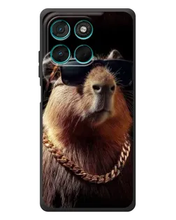 Чехол для Motorola MOTO G86 Power с картинкой «Капибара золотая цепь»