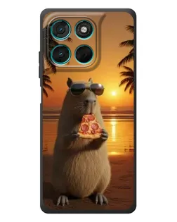 Чехол для Motorola MOTO G86 Power с картинкой «Капибара с пиццей»