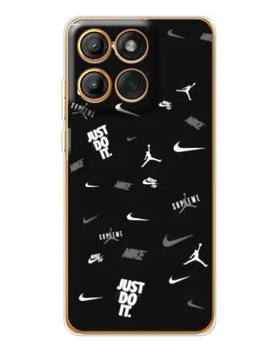 Чехол для Motorola MOTO G86 с картинкой «Nike Black Pattern»