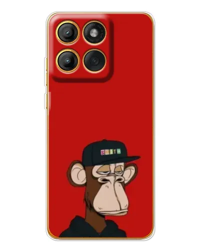 Чехол для Motorola MOTO G86 с картинкой «Bored Ape — красный фон»