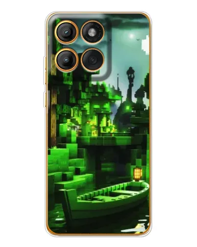 Чехол для Motorola MOTO G86 с картинкой «Minecraft лесной пейзаж»