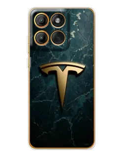 Чехол для Motorola MOTO G86 с картинкой «Мраморная Tesla Gold»