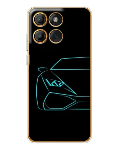 Чехол для Motorola MOTO G86 с картинкой «Голубой силуэт Lamborghini»