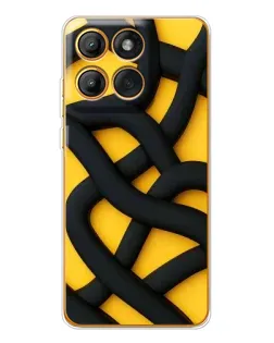 Чехол для Motorola MOTO G86 с картинкой «Черное желтое переплетение»