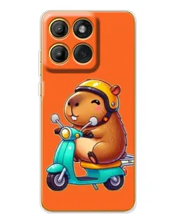 Чехол для Motorola MOTO G86 с картинкой «Капибара на скутере»