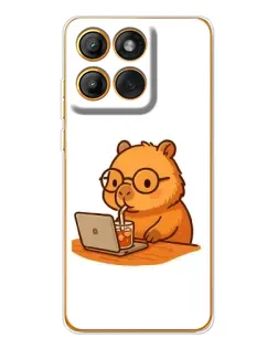 Чехол для Motorola MOTO G86 с картинкой «Капибара с ноутбуком»