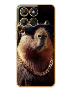 Чехол для Motorola MOTO G86 с картинкой «Капибара золотая цепь»
