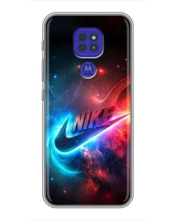 Чехол для Motorola MOTO G9 Play с картинкой «Огненный логотип Nike»
