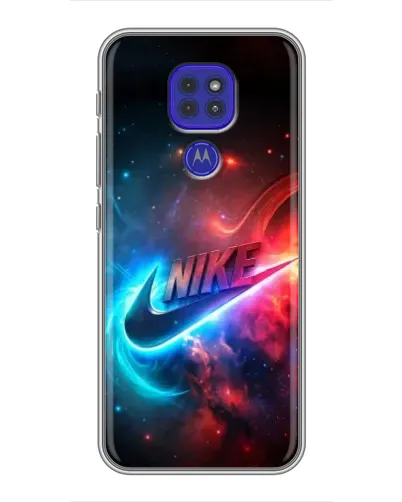 Чехол для Motorola MOTO G9 Play с картинкой «Огненный логотип Nike»