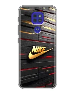 Чехол для Motorola MOTO G9 Play с картинкой «Золотой Nike на металле»