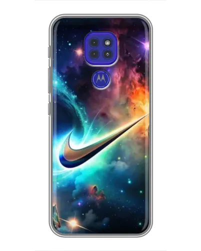 Чехол для Motorola MOTO G9 Play с картинкой «Космический Nike Swoosh»