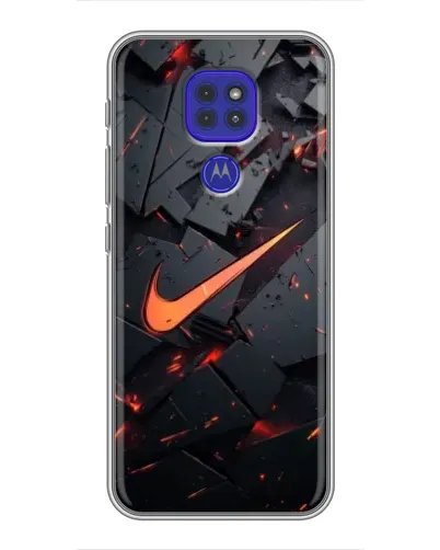 Чехол для Motorola MOTO G9 Play с картинкой «Nike — эффект разломов»