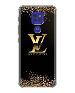 Чехол для Motorola MOTO G9 Play с картинкой «LV — золотые искры»