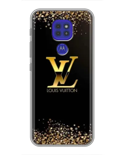 Чехол для Motorola MOTO G9 Play с картинкой «LV — золотые искры»
