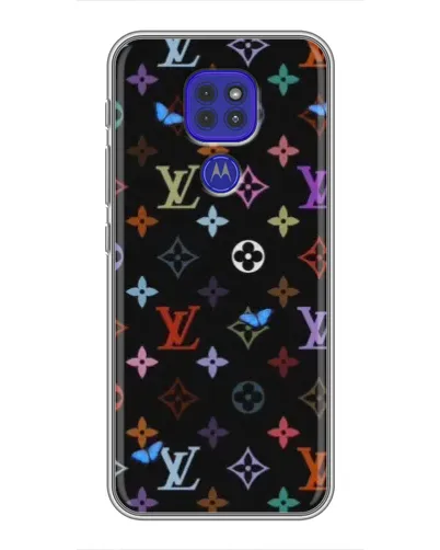 Чехол для Motorola MOTO G9 Play с картинкой «Цветная монограмма LV»