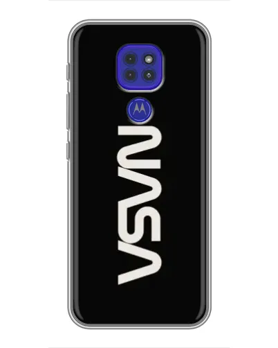Чехол для Motorola MOTO G9 Play с картинкой «NASA — вертикальный логотип»