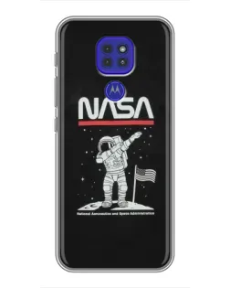 Чехол для Motorola MOTO G9 Play с картинкой «NASA — шагаем по Луне»