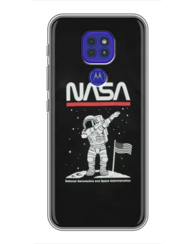Чехол для Motorola MOTO G9 Play с картинкой «NASA — шагаем по Луне»