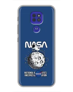 Чехол для Motorola MOTO G9 Play с картинкой «NASA — лунная миссия»
