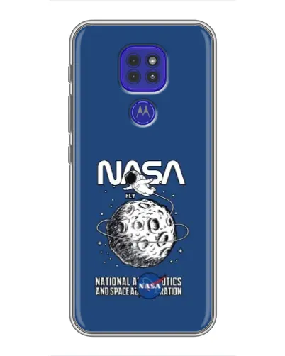 Чехол для Motorola MOTO G9 Play с картинкой «NASA — лунная миссия»