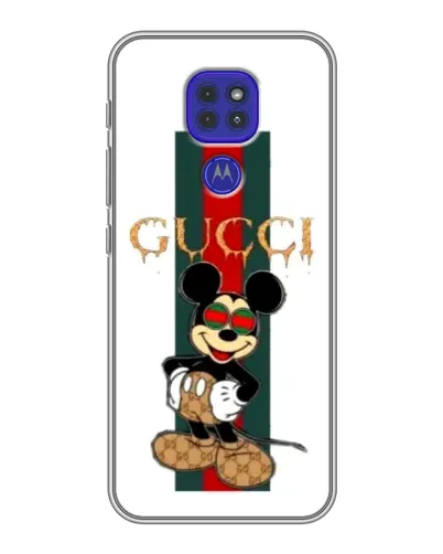 Чехол для Motorola MOTO G9 Play с картинкой «Микки Маус Gucci — полосы»