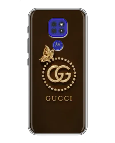 Чехол для Motorola MOTO G9 Play с картинкой «Gucci — золотая бабочка»