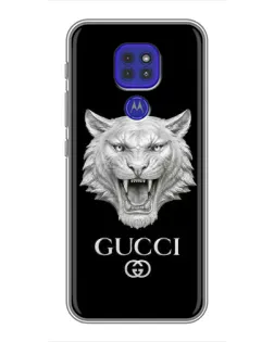 Чехол для Motorola MOTO G9 Play с картинкой «Gucci — серебряный лев» Чехол для Motorola MOTO G9 Play с картинкой «Gucci — серебряный лев»