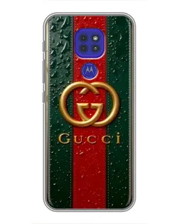 Чехол для Motorola MOTO G9 Play с картинкой «Gucci — фирменная полоса и золото» Чехол для Motorola MOTO G9 Play с картинкой «Gucci — фирменная полоса и золото»