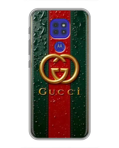 Чехол для Motorola MOTO G9 Play с картинкой «Gucci — фирменная полоса и золото» Чехол для Motorola MOTO G9 Play с картинкой «Gucci — фирменная полоса и золото»